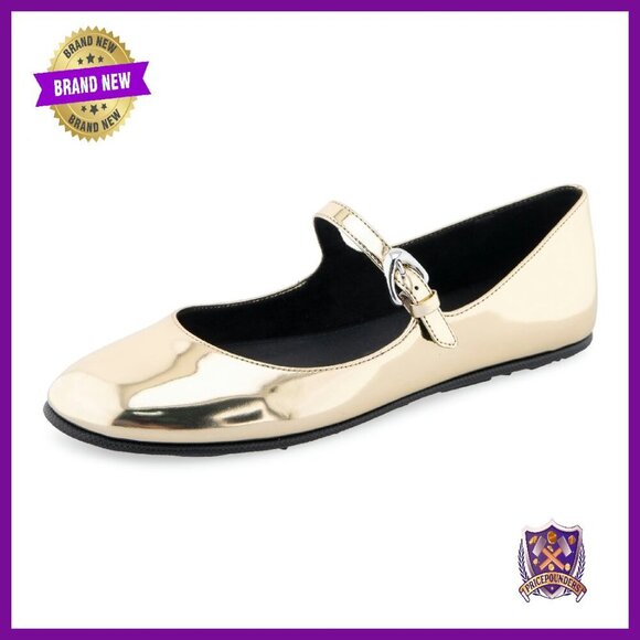 Shoes - Women's Flats with Hidden Wedge, Strap Buckle Closure, Comfort Fit